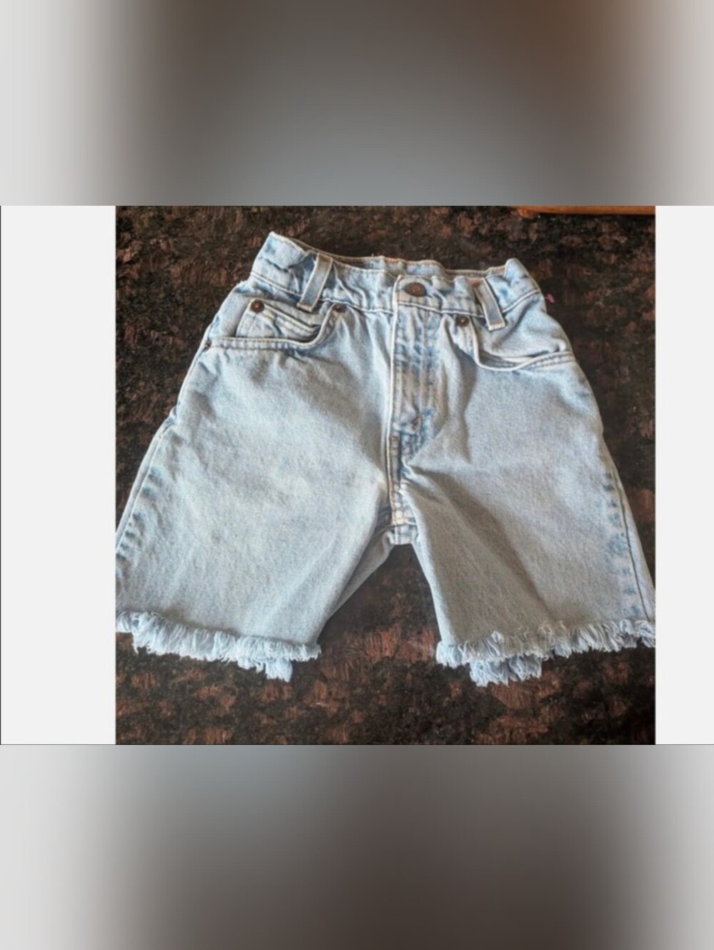 Classic Vintage Orange Tab Levi's Light Blue Frayed-Hem Denim Shorts